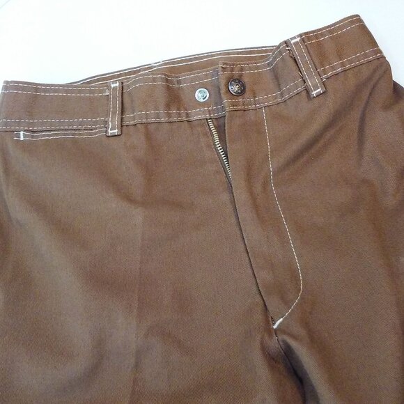 NWOT Vintage 70s Pizzazz Mod Retro Disco Pant Jeans -10 Pockets Wide-Leg Brown - Picture 11 of 12